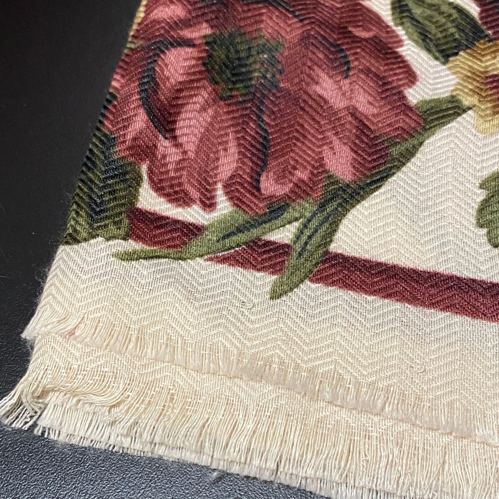 Bash’s Scarves Inc. vintage Floral Paisley Scarf in Burgundy green and Cream - Picture 16 of 16